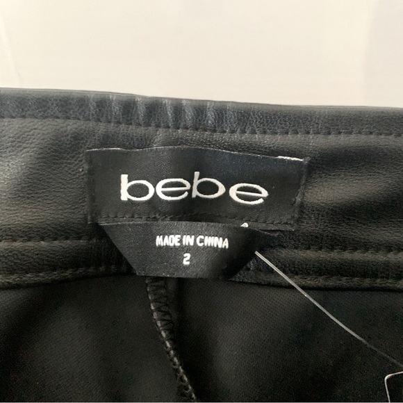 Bebe Black Leather Button Front Seamed Leggings - Picture 7 of 10